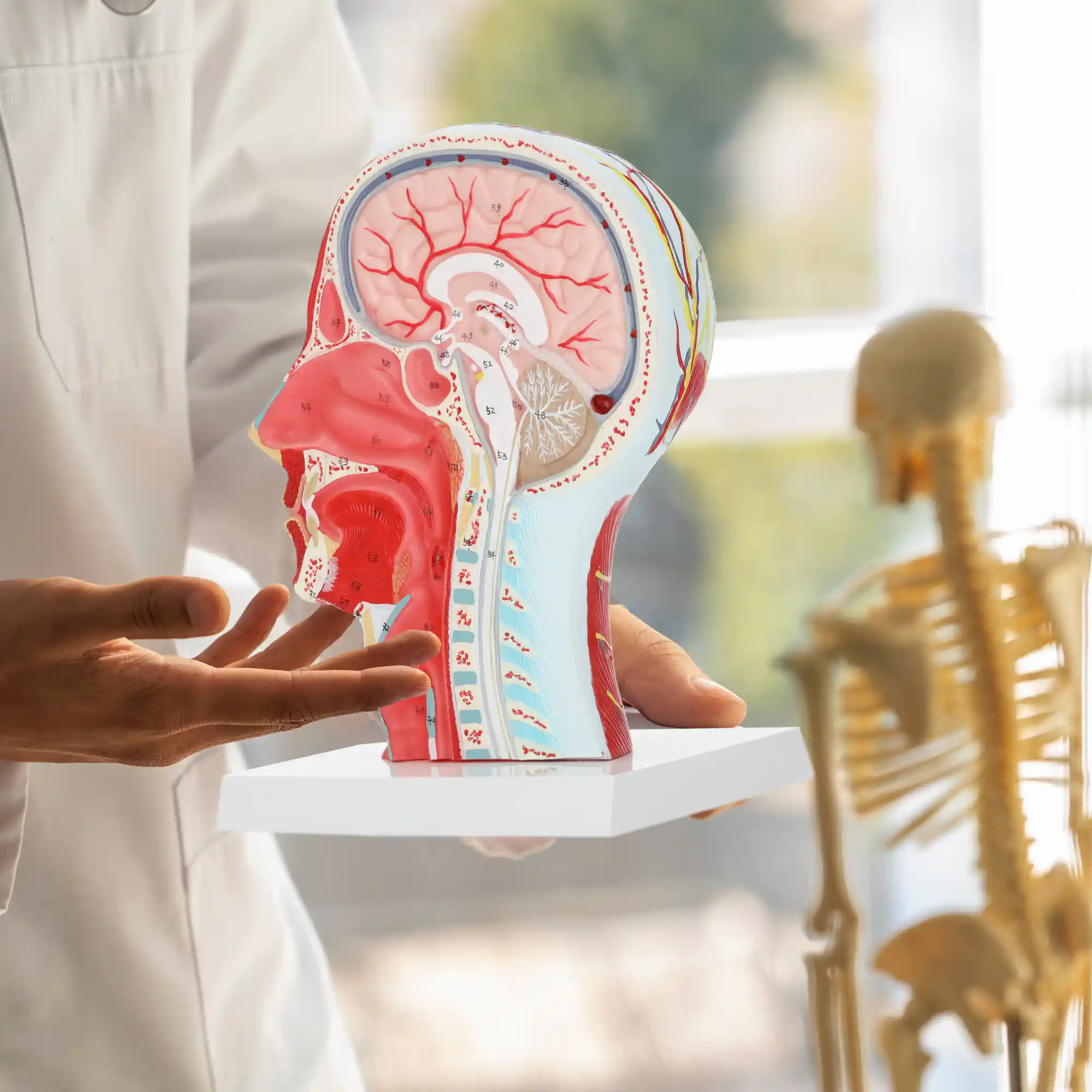 Model anatomic la scară 1:1 al unei secțiuni transversale a capului uman
