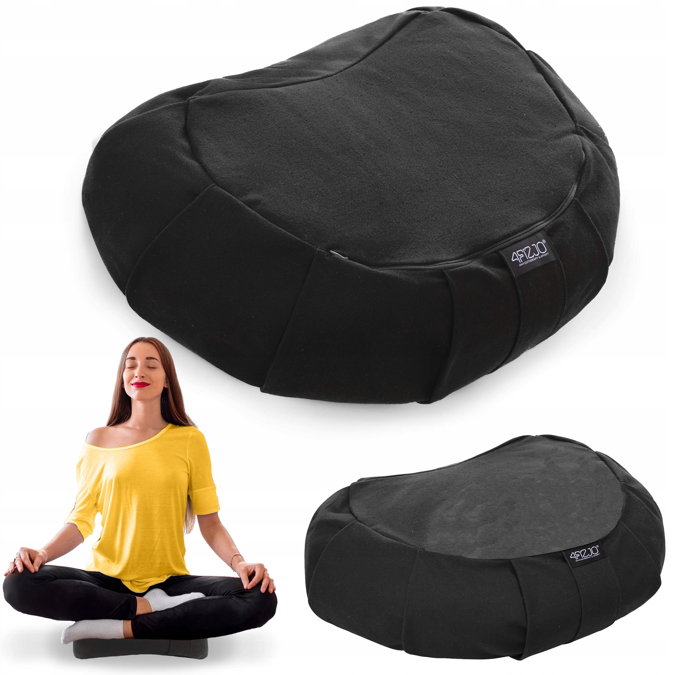 Perna de yoga Zafu semilună neagră