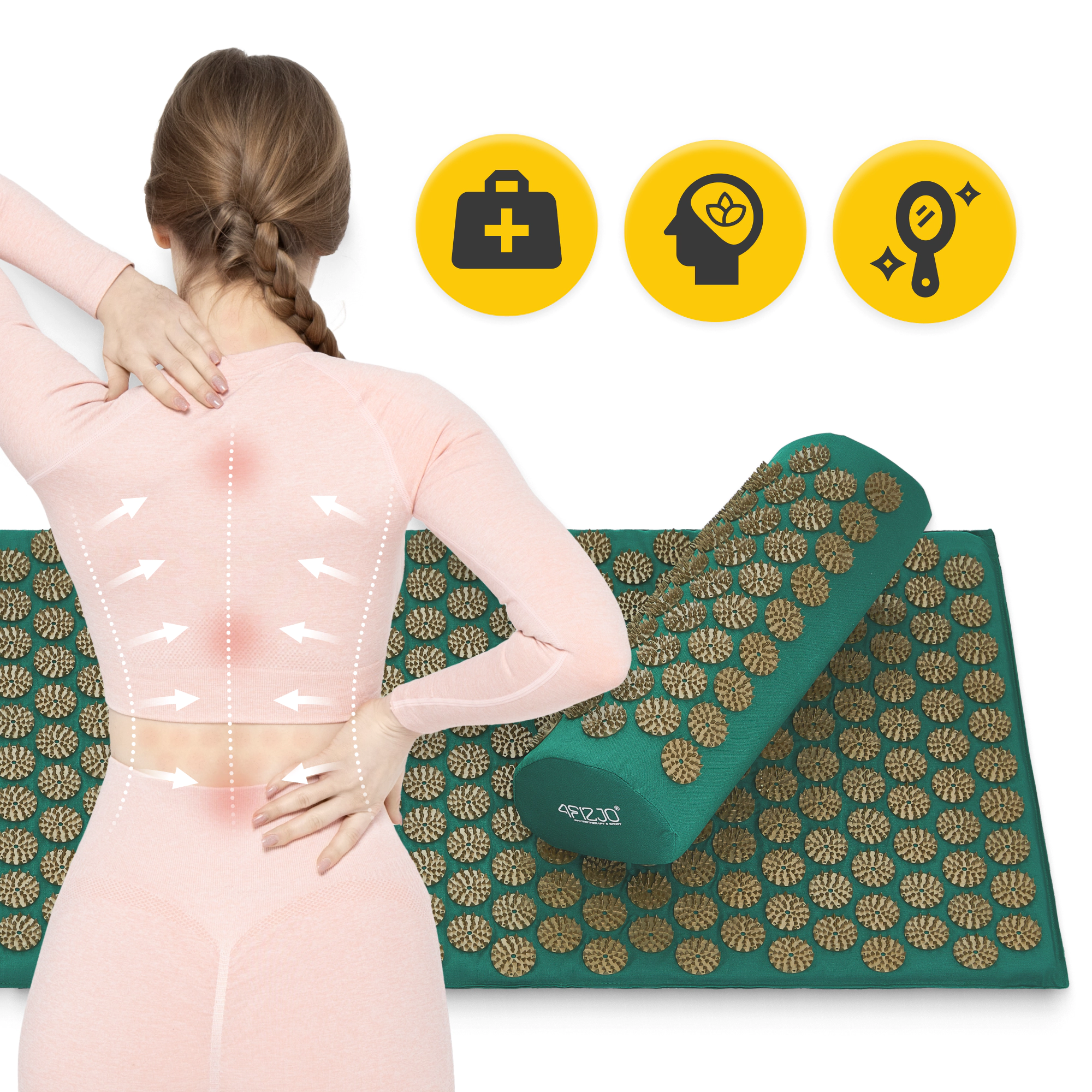 Covor mare de acupunctură cu pernă clasic XL