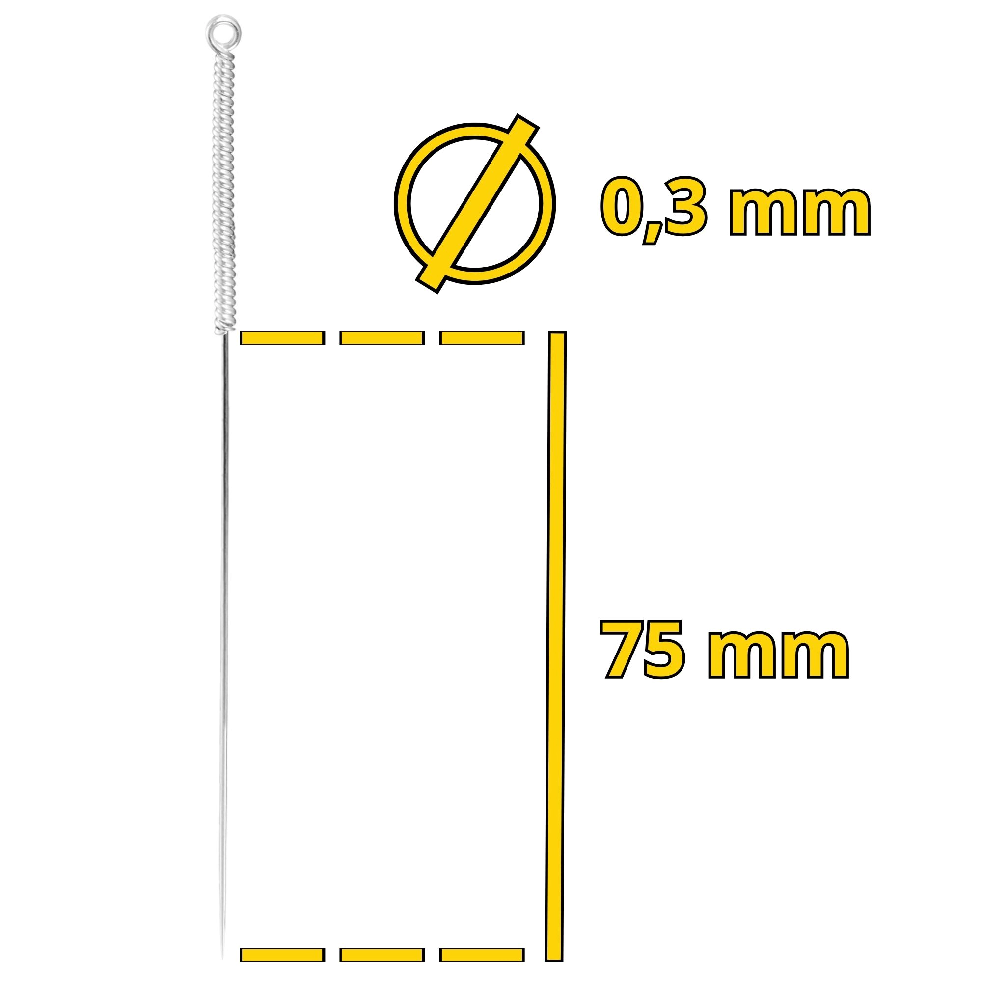 Ace de acupunctură cu ghid 100 buc. 0,3 x 75 mm