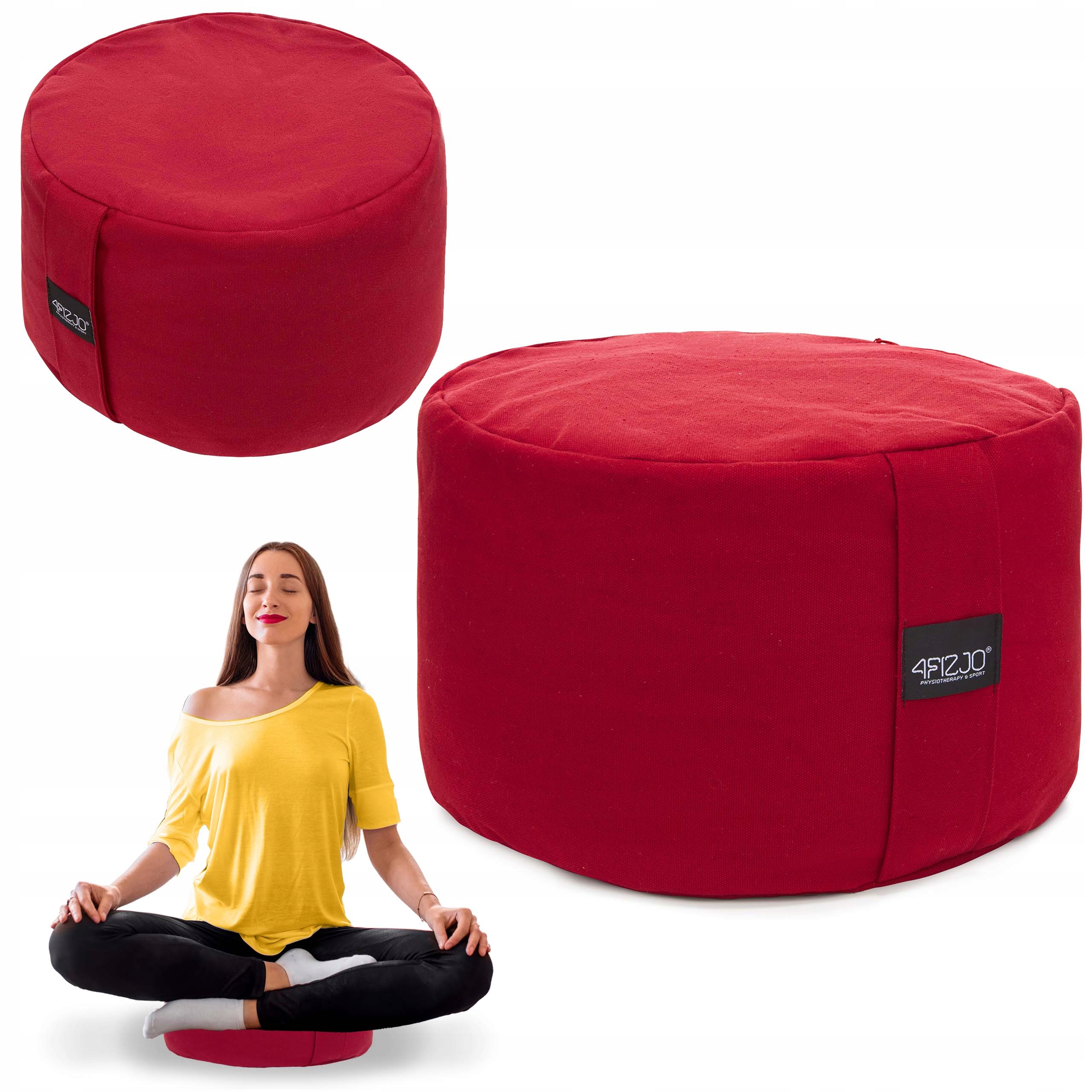 Perna de yoga Zafu rotundă roșie