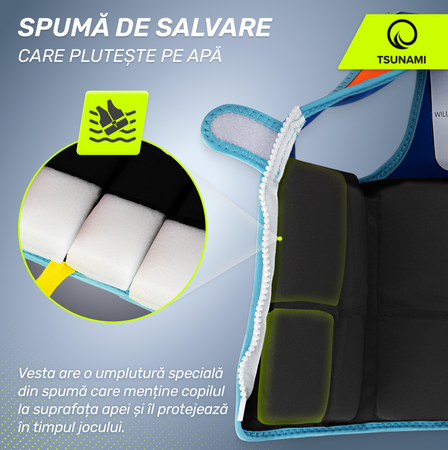 Vestă de înot pentru copii 3-6 ani TSUNAMI albastru