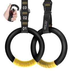 Inele de gimnastică pentru tracțiuni cu ABS, negru și galben