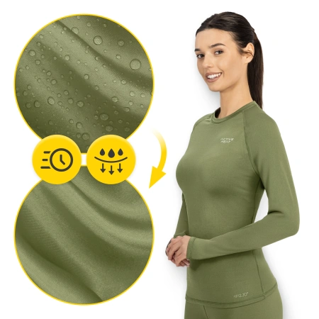 Tricou termic unisex cu mâneci lungi – verde, mărime S