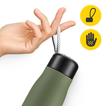 Sticlă termică de 540 ml cu curea verde