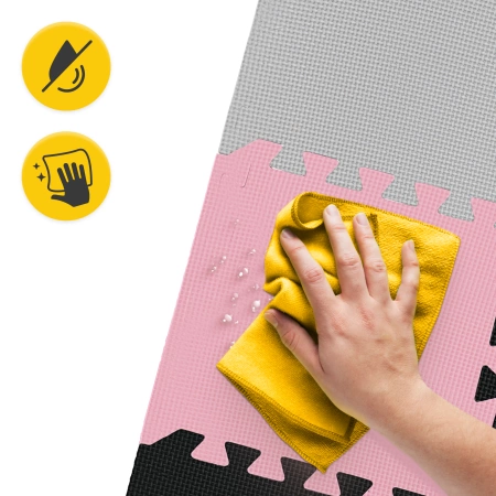 Covor puzzle educațional pentru copii 90 x 90 cm roz