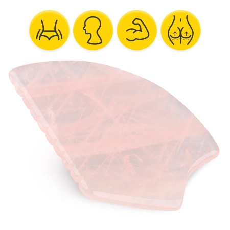 Piatra Gua Sha canelată din cuarț roz natural