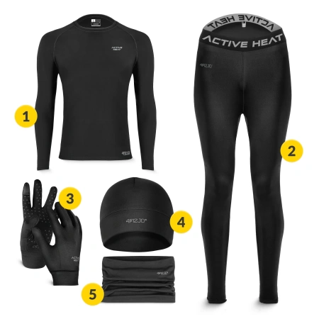 Set de îmbrăcăminte termică unisex – set negru 5-în-1, mărime L