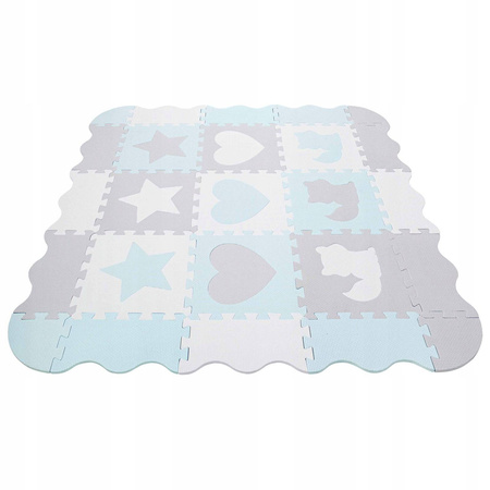 Covor puzzle educațional pentru copii 120 x 120 cm albastru