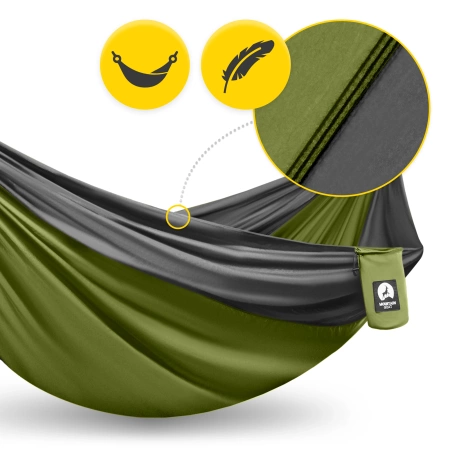 Hamac de călătorie pentru două persoane Mountain Goat gri-verde