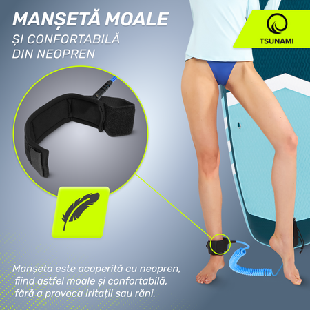 Cablu de siguranță pentru placa SUP TSUNAMI albastru