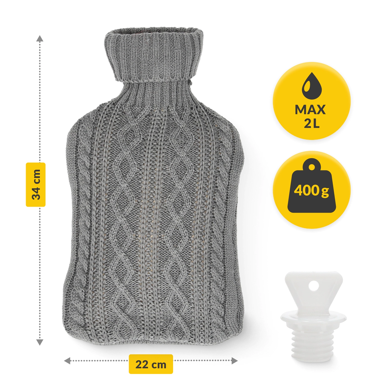 Compresă din cauciuc cu husa, 2 L