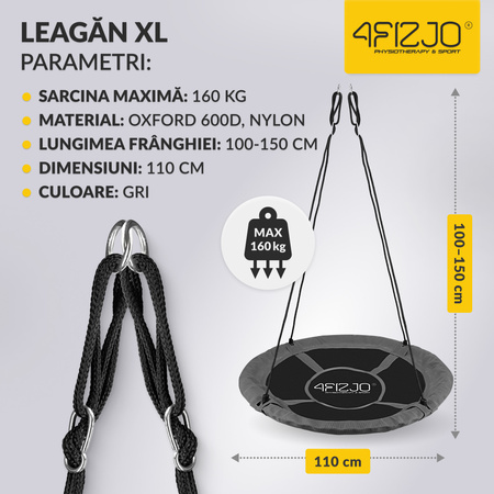 Leagăn de grădină pentru copii XL cuib de barză 110 cm