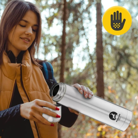 Termos de călătorie pentru cafea și ceai 1 litru argintiu