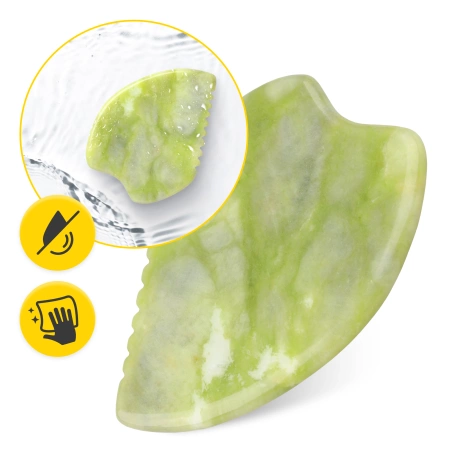 Piatra Gua Sha canelată din jad verde natural