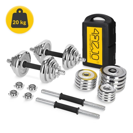 Gantere din oțel în valiză - set de 20 kg