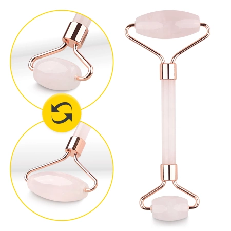 Roller facial din cuarț roz natural