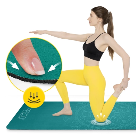 Covor de yoga și exerciții din piele de căprioară 1,5 mm verde