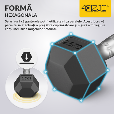 Ganteră din oțel HEX 2,5 kg (1 Bucată)