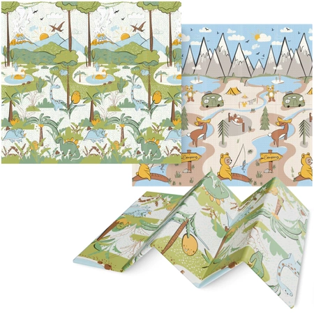 Covor educațional pliabil XXL „Jungla și Camping” 200x180 cm