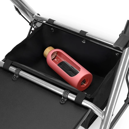 Cărucior cu patru roți cu scaun și geantă argintiu