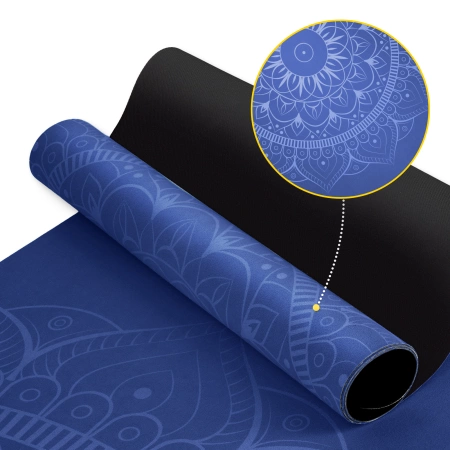 Covor de yoga și exerciții din piele de căprioară, 1,5 mm, albastru