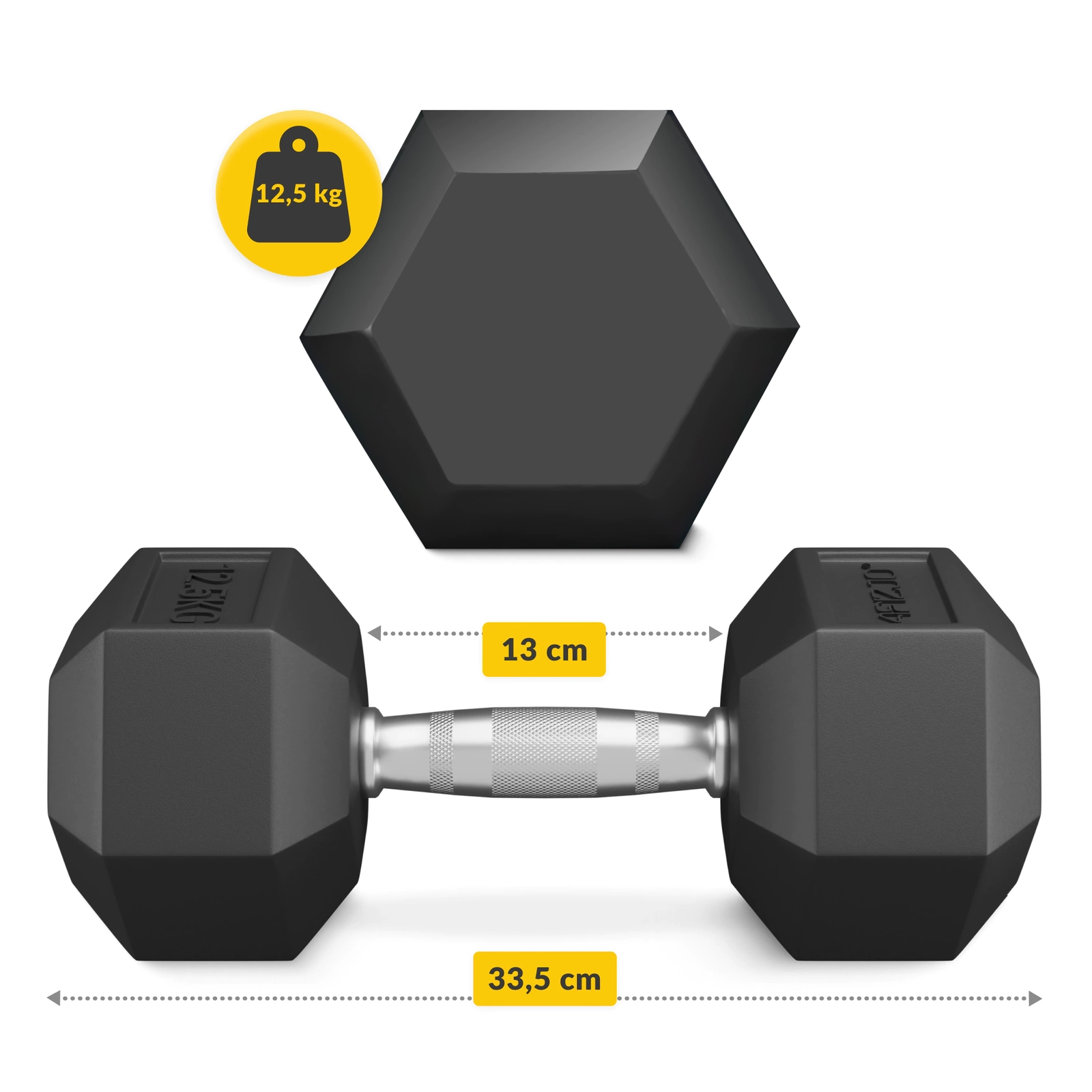 Halteră HEX din Oțel 12,5 kg (1 Bucată)