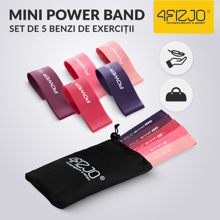 Set de 5 benzi elastice de exerciții MINI POWER BAND