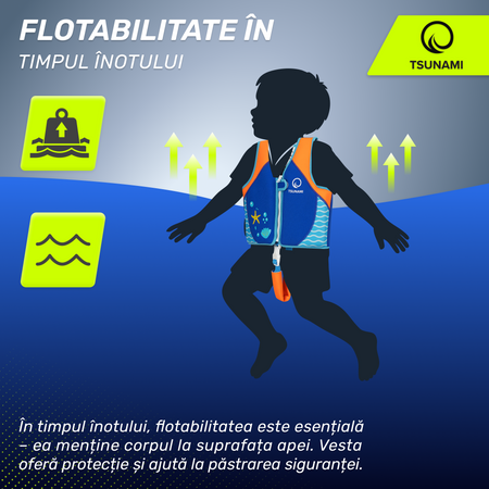 Vestă de înot pentru copii 3-6 ani TSUNAMI albastru