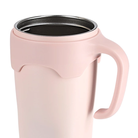 Cană termică cu pai 650 ml roz