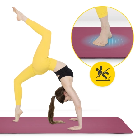 Saltea pentru fitness și yoga NBR 1,5 cm, bordó
