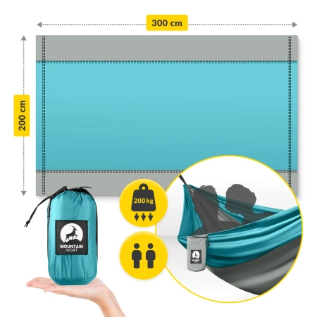 Hamac de călătorie pentru două persoane Mountain Goat gri-turcoaz