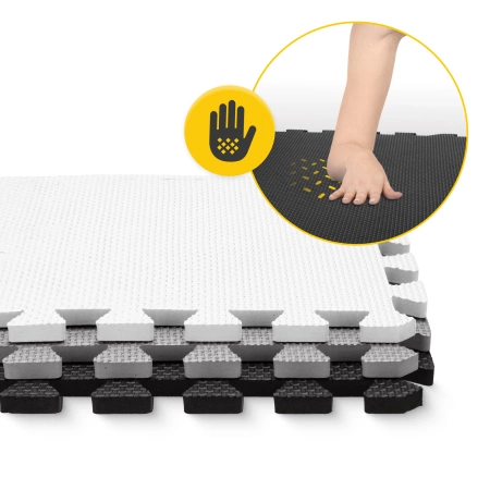 Covor puzzle educațional pentru copii 90 x 90 cm gri