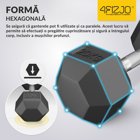 Ganteră din oțel HEX 20 kg (1 Bucată)