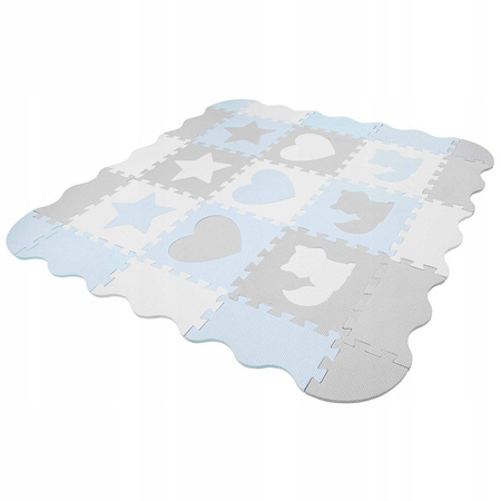 Covor puzzle educațional pentru copii 120 x 120 cm albastru