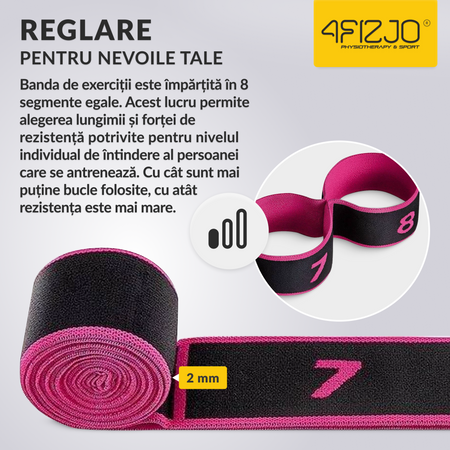 Bandă de întindere gimnazială 90 cm roz