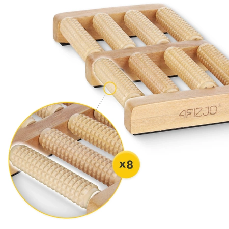 Masajer pentru picioare din lemn cu rolă dublă roller