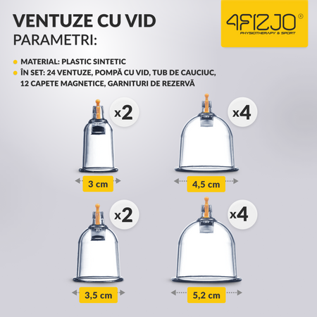 Ventuze chinezești cu vacuum, set 24 bucăți