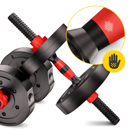 Set de gantere reglabile din bitum 20 kg + Barbell