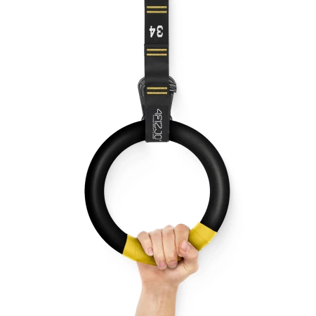 Inele de gimnastică pentru tracțiuni cu ABS, negru și galben