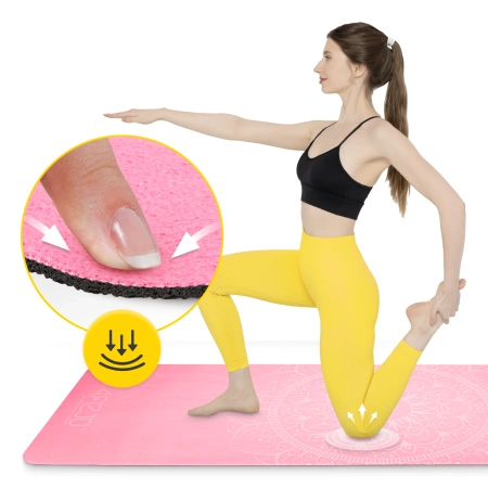 Covora de yoga și exerciții din piele de căprioară 1,5 mm roz