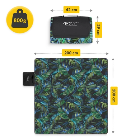 Pătură de picnic pentru plajă cu izolație 200 x 200 cm palmieri