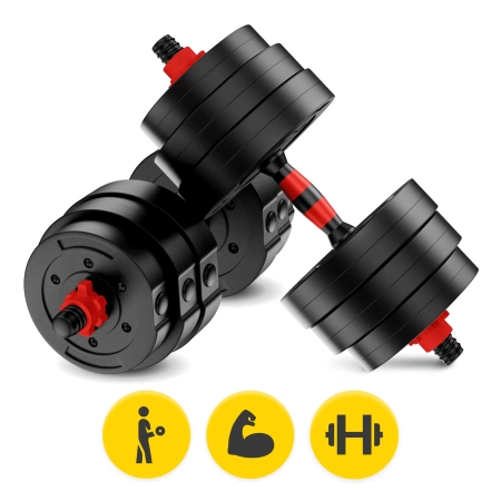 Set de gantere reglabile din bitum 20 kg + Barbell