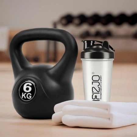 Shaker sportiv PRO pentru suplimente cu sac din plasă 650 ml