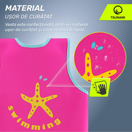 Vestă de înot pentru copii 2-3 ani TSUNAMI roz