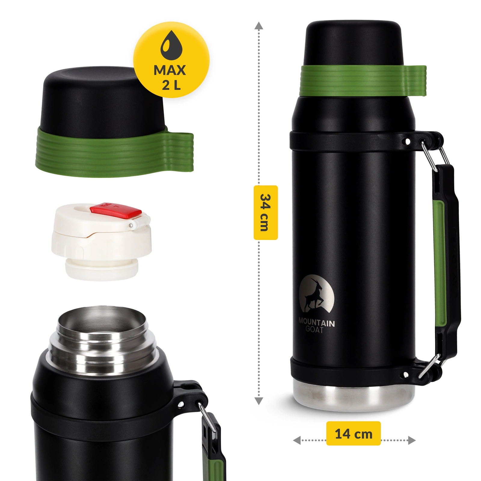 Termos de călătorie pentru cafea și ceai 2 litri