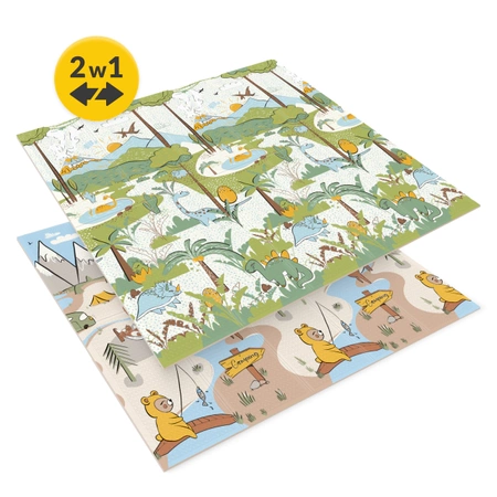 Covor educațional pliabil XXL „Jungla și Camping” 200x180 cm