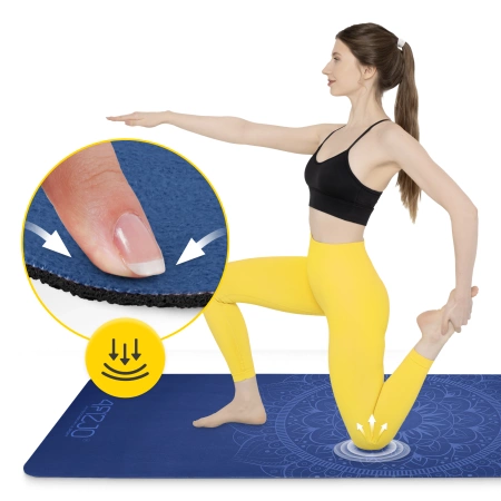 Covor de yoga și exerciții din piele de căprioară, 1,5 mm, albastru