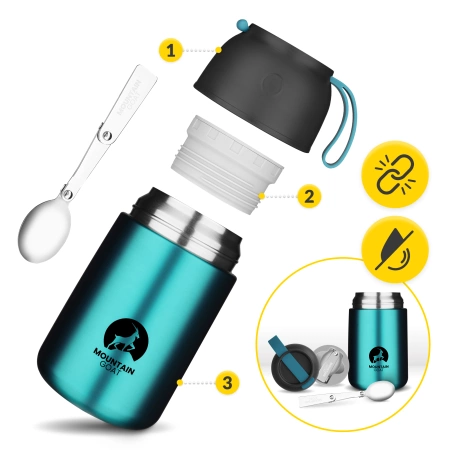 Termos pentru prânz din oțel inoxidabil 720 ml acvamarin