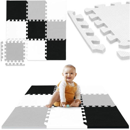 Covor puzzle educațional pentru copii 90 x 90 cm gri